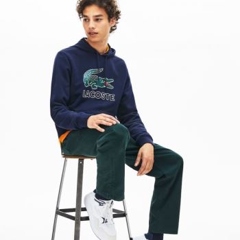 Lacoste Hooded Fleece Sweatshirt Pánské - Mikiny Tmavě Blankyt Blankyt | CZ-W7fm8F